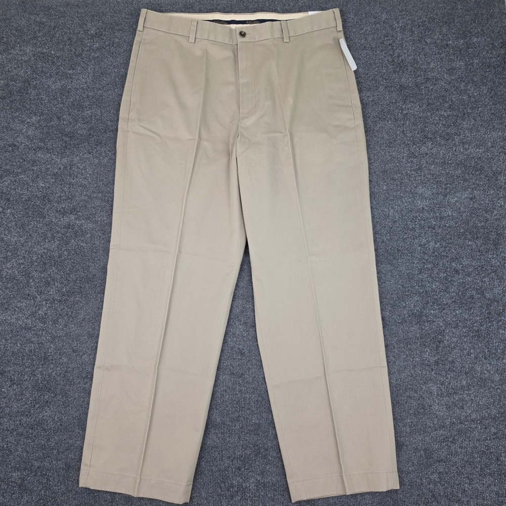 Brooks Brothers Hudson Advantage Chino Pants Men's 37x30 Tan Wrinkle Free Cotton